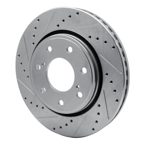 R1 10-14 Ford F-150 4WD Front Left Drilled & Slotted Silver Brake Rotor