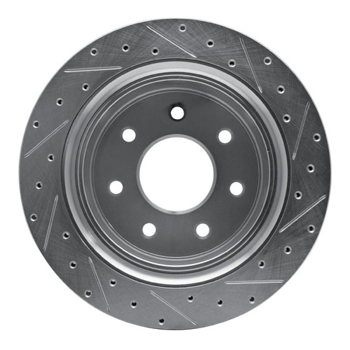 R1 12-14 Ford F-150 4WD Rear Left Drilled & Slotted Silver Brake Rotor