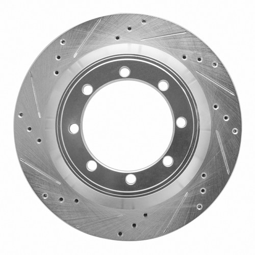 R1 08-20 Ford E-Super Duty Rear Left Drilled & Slotted Silver Brake Rotor