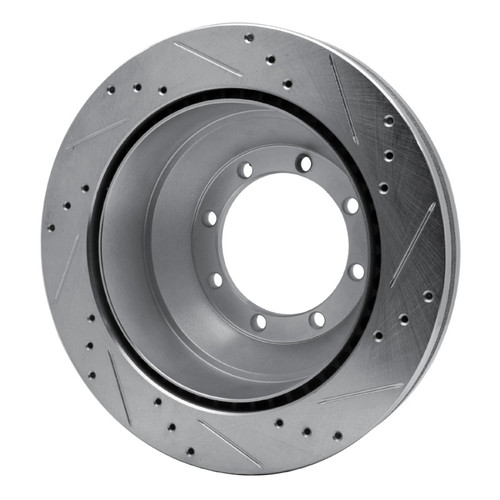 R1 08-20 Ford E-Super Duty Rear Left Drilled & Slotted Silver Brake Rotor