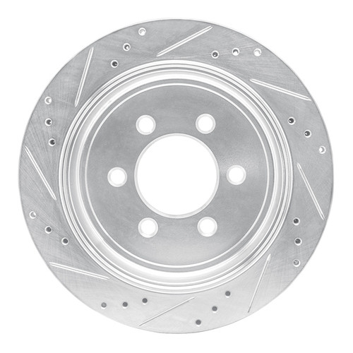 R1 07-17 Ford ExpeditIon Rear Right Drilled & Slotted Silver Brake Rotor
