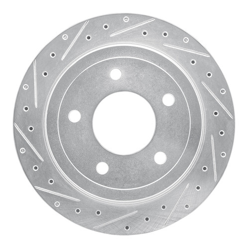 R1 04-06 Ford E-150 Rear Left Drilled & Slotted Silver Brake Rotor