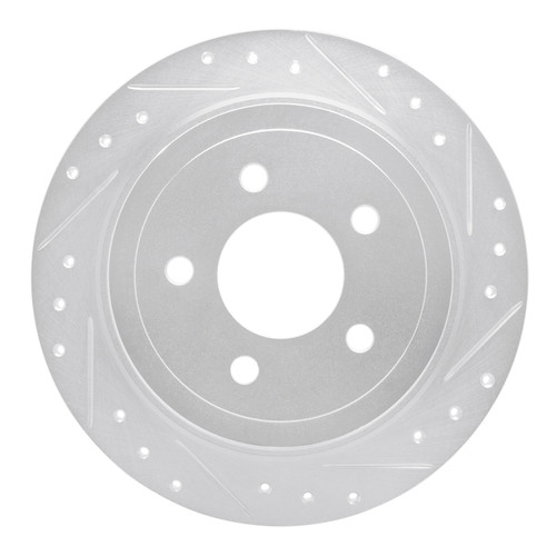 R1 03-05 Ford Explorer Sport Rear Right Drilled & Slotted Silver Brake Rotor