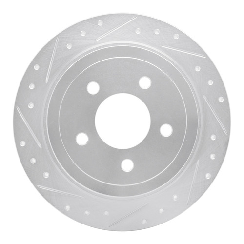 R1 03-05 Ford Explorer Sport Trac Rear Left Drilled & Slotted Silver Brake Rotor