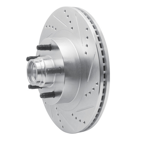 R1 01-05 Ford Explorer Sport Front Right Drilled & Slotted Silver Brake Rotor