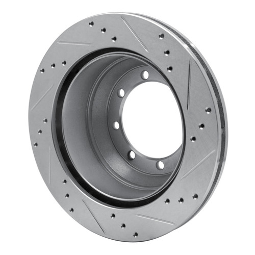 R1 99-04 Ford F-350 Super Duty 4WD Rear Left Drilled & Slotted Silver Brake Rotor