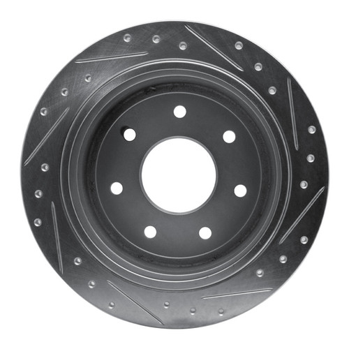 R1 97-04 Ford F-250 2WD (Excl Super Duty) Rear Left Drilled & Slotted Silver Brake Rotor