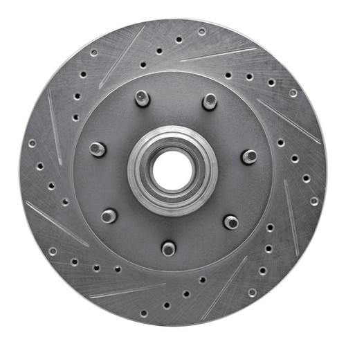 R1 97-04 Ford F-250 2WD (Excl Super Duty) Front Left Drilled & Slotted Silver Brake Rotor