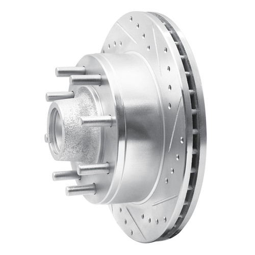 R1 95-04 Ford E-350 Econoline Front Right Drilled & Slotted Silver Brake Rotor