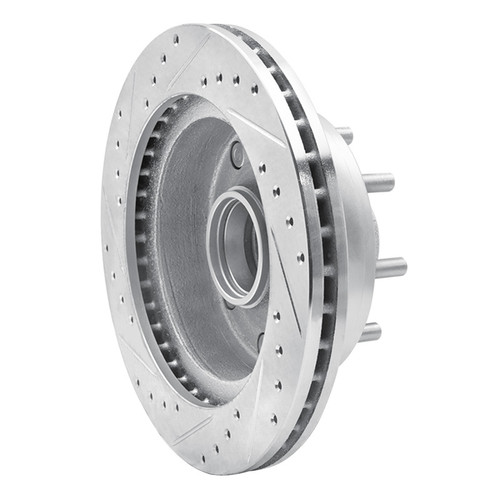 R1 95-04 Ford E-350 Econoline Front Right Drilled & Slotted Silver Brake Rotor