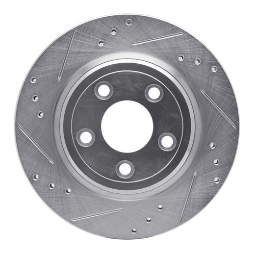 R1 00-06 Ford Thunderbird Rear Left Drilled & Slotted Silver Brake Rotor