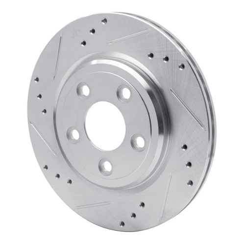 R1 00-06 Ford Thunderbird Rear Left Drilled & Slotted Silver Brake Rotor