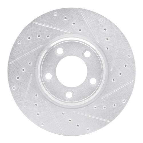 R1 00-06 Ford Thunderbird Front Right Drilled & Slotted Silver Brake Rotor