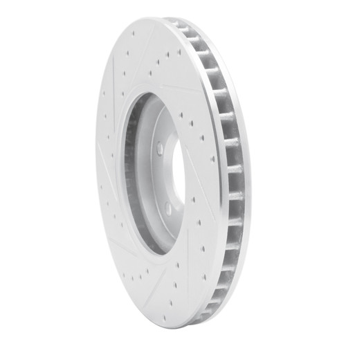 R1 00-06 Ford Thunderbird Front Right Drilled & Slotted Silver Brake Rotor