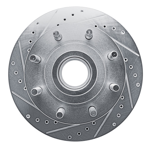 R1 94-94 Ford E-350 Econoline Front Left Drilled & Slotted Silver Brake Rotor