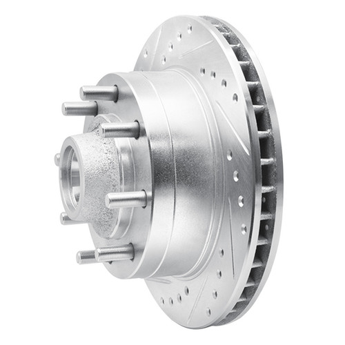 R1 92-94 Ford E-350 Econoline Club Wagon Front Left Drilled & Slotted Silver Brake Rotor
