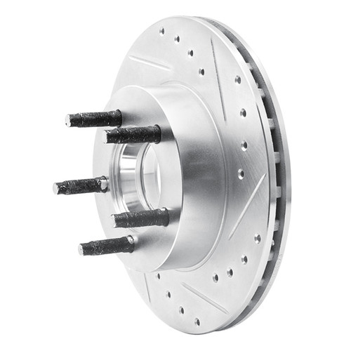 R1 93-94 Ford Explorer Front Right Drilled & Slotted Silver Brake Rotor