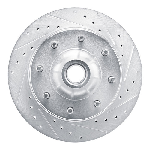 R1 80-85 Ford F-250 2WD (Excl Super Duty) Front Right Drilled & Slotted Silver Brake Rotor