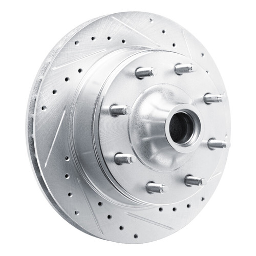 R1 80-85 Ford F-250 2WD (Excl Super Duty) Front Right Drilled & Slotted Silver Brake Rotor