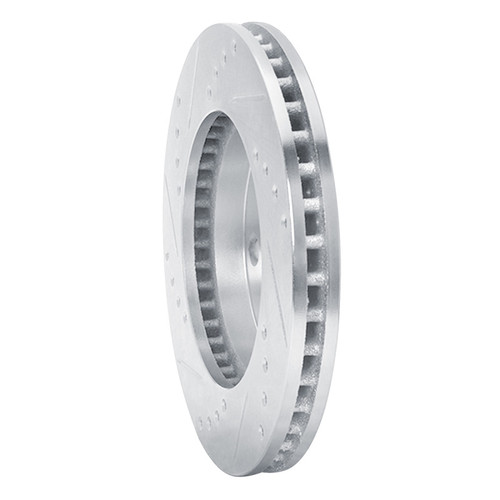 R1 70-93 Ford Taurus (Excl SHO) Front Right Drilled & Slotted Silver Brake Rotor