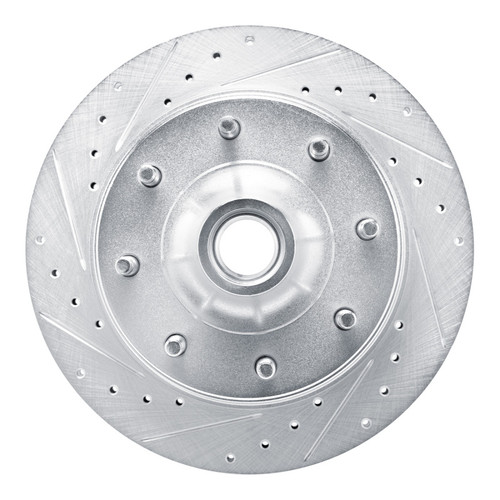 R1 80-85 Ford F-250 2WD (Excl Super Duty) Front Left Drilled & Slotted Silver Brake Rotor
