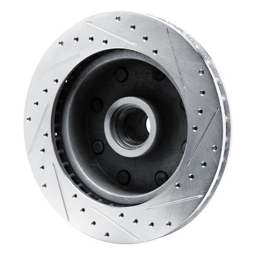 R1 80-85 Ford F-250 2WD (Excl Super Duty) Front Left Drilled & Slotted Silver Brake Rotor