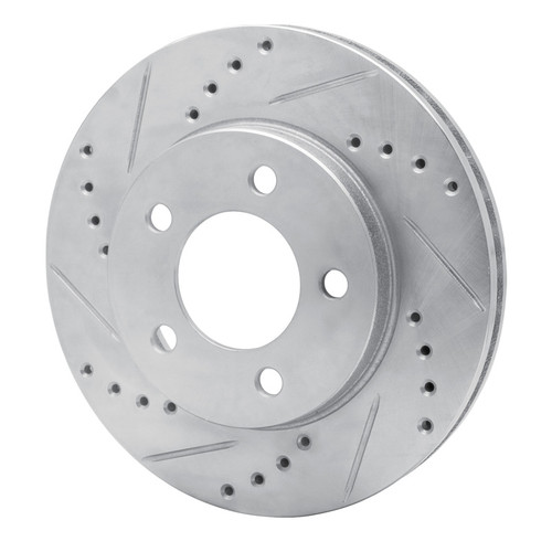 R1 70-93 Ford Taurus (Excl SHO) Front Left Drilled & Slotted Silver Brake Rotor