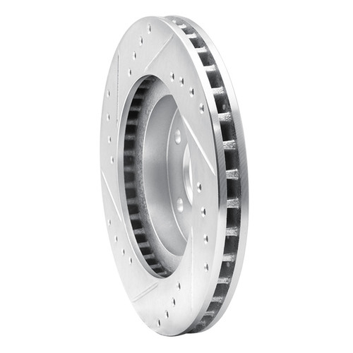 R1 89-90 Ford Thunderbird Front Right Drilled & Slotted Silver Brake Rotor