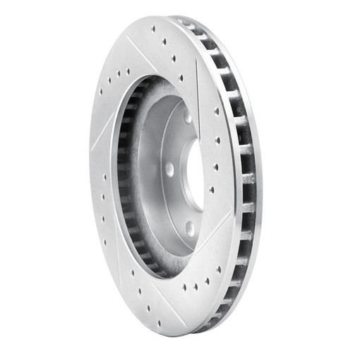 R1 89-90 Ford Thunderbird Front Left Drilled & Slotted Silver Brake Rotor