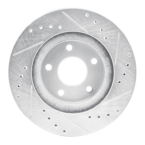 R1 89-90 Ford Thunderbird Front Left Drilled & Slotted Silver Brake Rotor