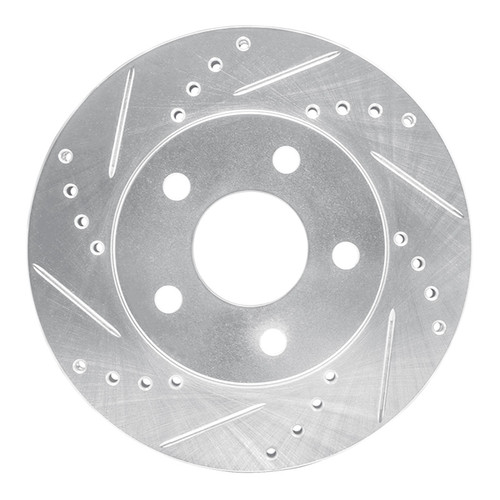R1 86-92 Ford Taurus (Excl SHO) Front Left Drilled & Slotted Silver Brake Rotor
