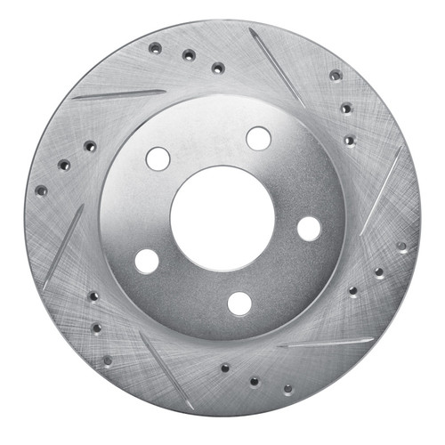 R1 86-92 Ford Taurus (Excl SHO) Rear RightFront Right Drilled & Slotted Silver Brake Rotor
