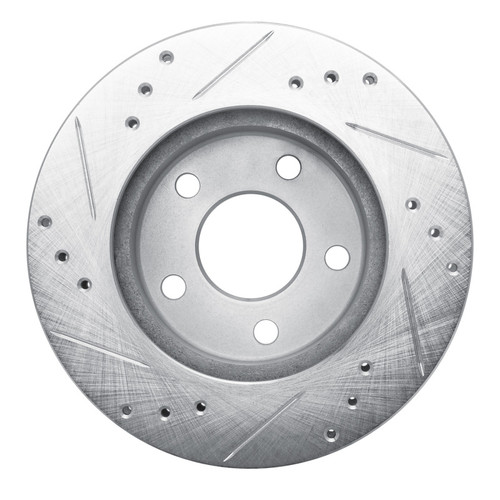 R1 86-92 Ford Taurus (Excl SHO) Rear RightFront Right Drilled & Slotted Silver Brake Rotor