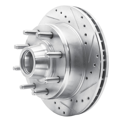 R1 80-85 Ford E-350 Econoline Club Wagon Front Right Drilled & Slotted Silver Brake Rotor
