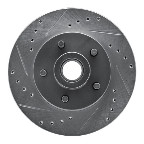R1 74-79 Ford Gran Torino Front Left Drilled & Slotted Silver Brake Rotor