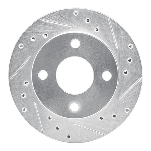 R1 81-94 Ford EXP Front Right Drilled & Slotted Silver Brake Rotor