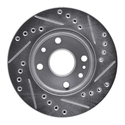 R1 94-97 Ford ASPIRE Front Left Drilled & Slotted Silver Brake Rotor