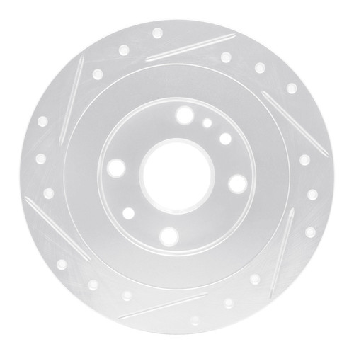 R1 90-03 Ford Escort Rear Right Drilled & Slotted Silver Brake Rotor