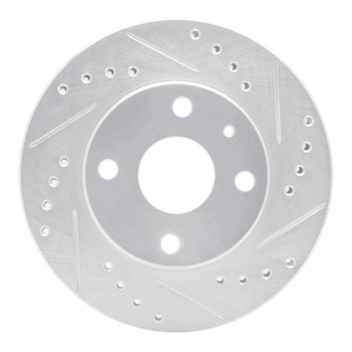 R1 90-01 Ford Escort Front Right Drilled & Slotted Silver Brake Rotor