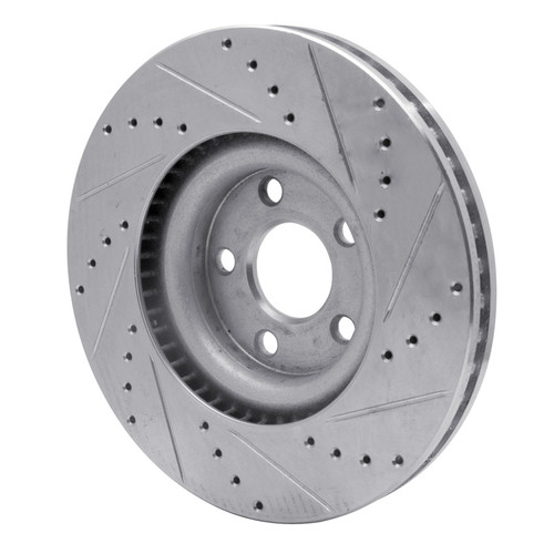 R1 15-20 Ford Edge Front Left Drilled & Slotted Silver Brake Rotor