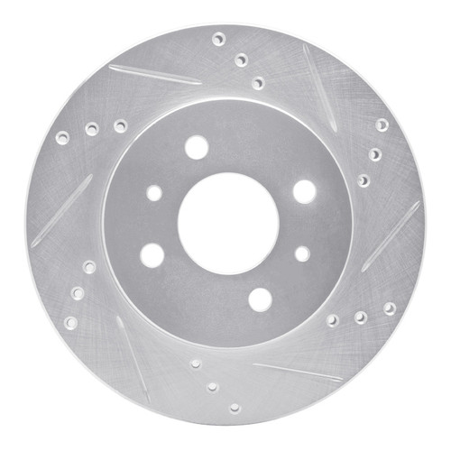 R1 91-02 Saturn SC Front Right Drilled & Slotted Silver Brake Rotor