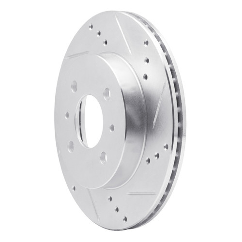 R1 91-02 Saturn SC Front Right Drilled & Slotted Silver Brake Rotor