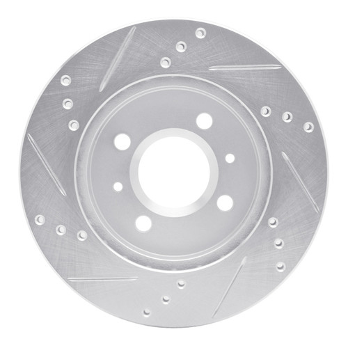 R1 91-02 Saturn SC Front Right Drilled & Slotted Silver Brake Rotor