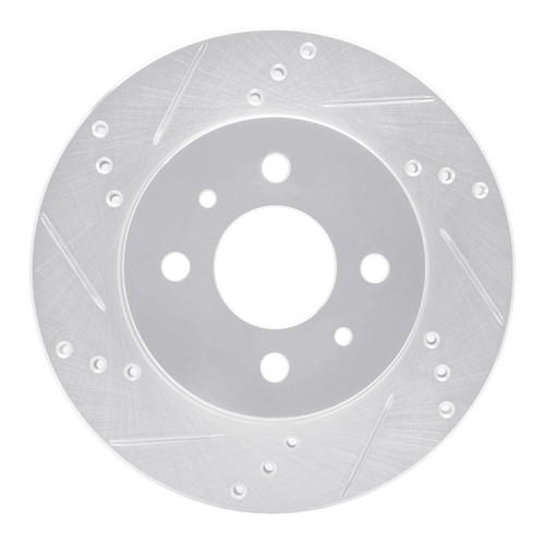 R1 91-02 Saturn SC Front Left Drilled & Slotted Silver Brake Rotor