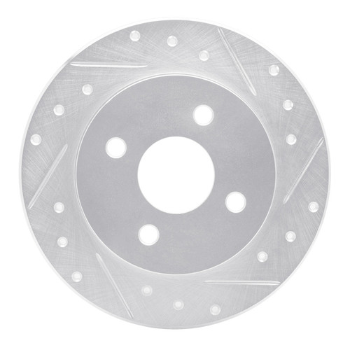 R1 91-98 Saturn SC1 Rear Right Drilled & Slotted Silver Brake Rotor