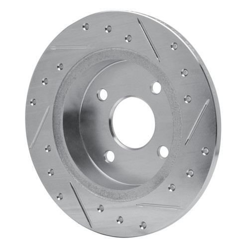 R1 91-98 Saturn SW1 Rear Left Drilled & Slotted Silver Brake Rotor
