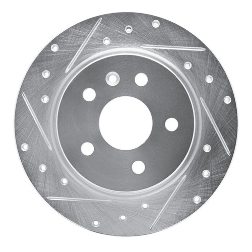 R1 11-22 Buick Encore Rear Left Drilled & Slotted Silver Brake Rotor