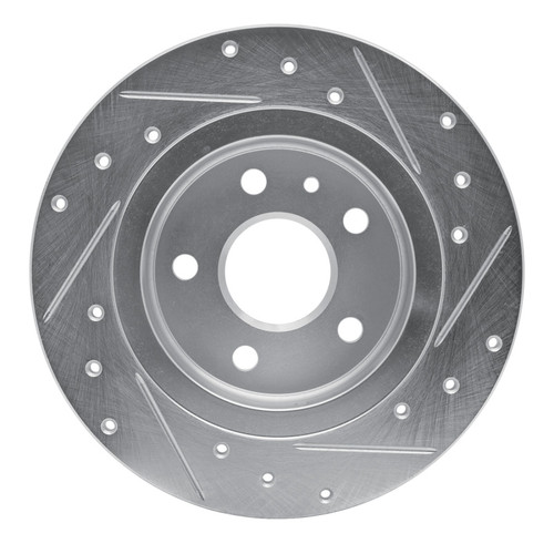 R1 11-22 Buick Encore Rear Left Drilled & Slotted Silver Brake Rotor