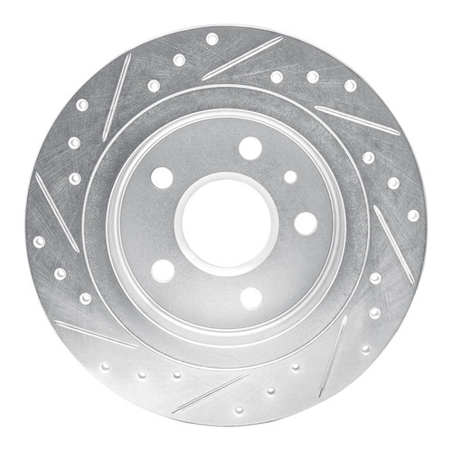 R1 11-16 Buick Regal Rear Right Drilled & Slotted Silver Brake Rotor
