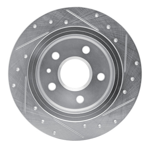 R1 11-16 Buick LaCrosse Rear Left Drilled & Slotted Silver Brake Rotor